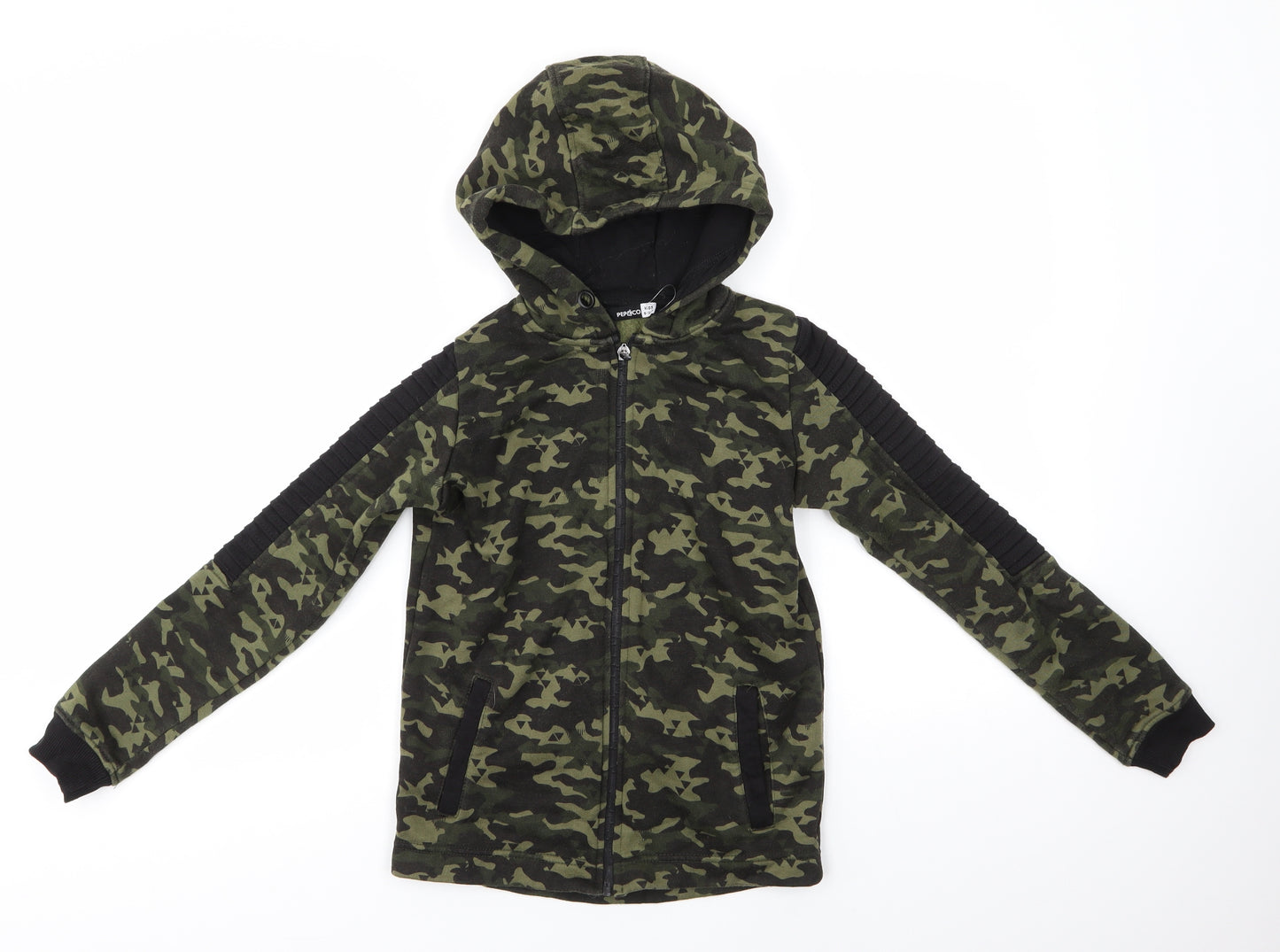 Pep&Co Boys Green Camouflage Polyester Full Zip Hoodie Size 9-10 Years