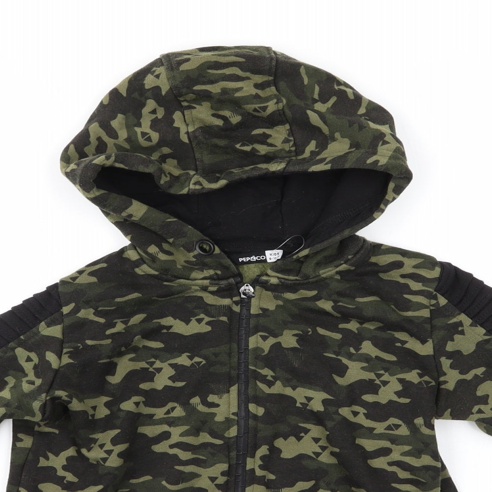 Pep&Co Boys Green Camouflage Polyester Full Zip Hoodie Size 9-10 Years