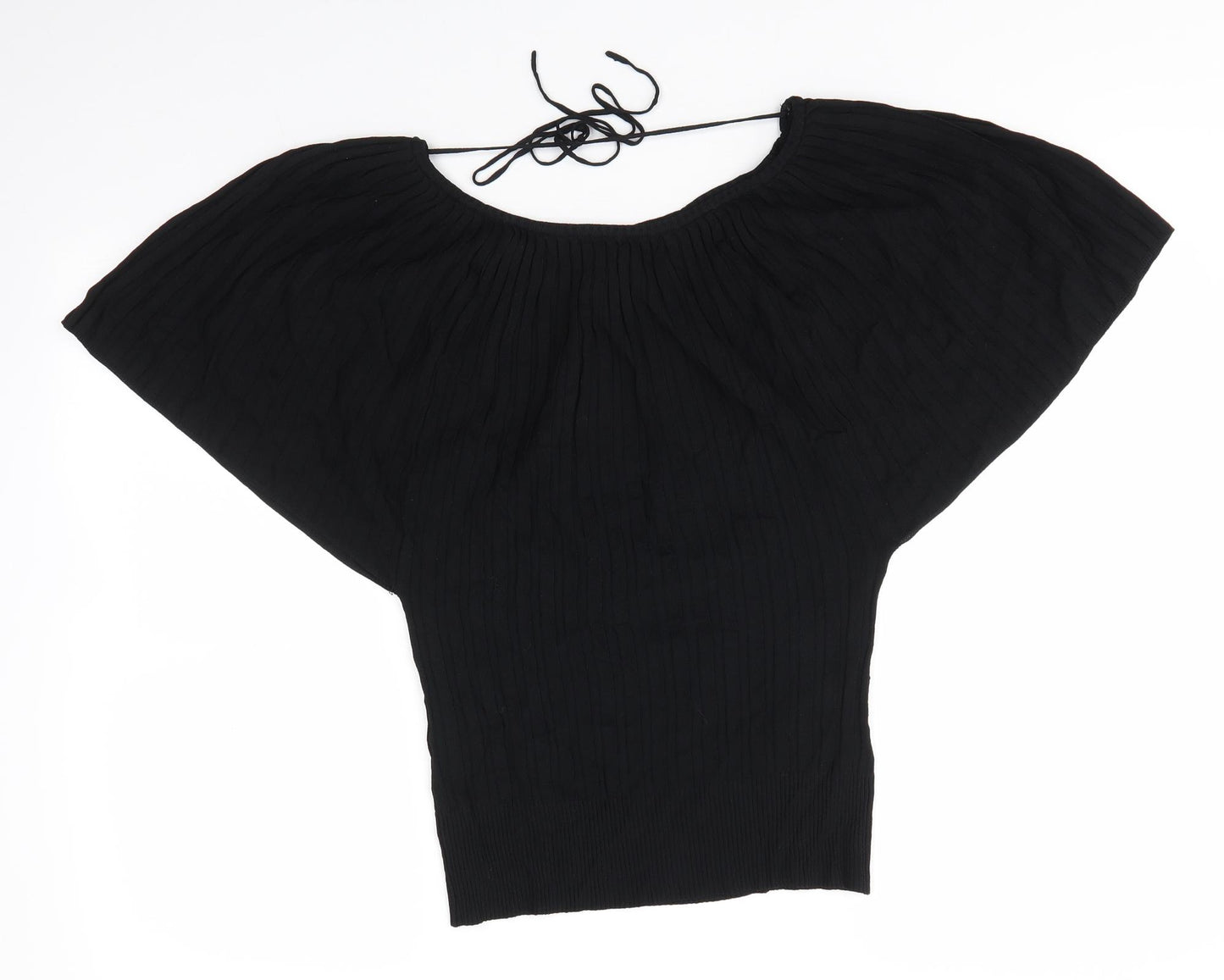 E-vie Womens Black  Viscose Basic Blouse Size 14 Round Neck