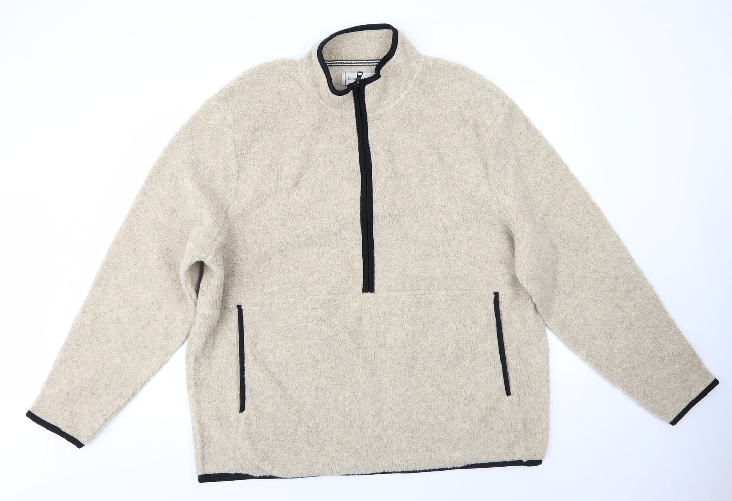 George Mens Beige High Neck  Polyester Full Zip Jumper Size 3XL