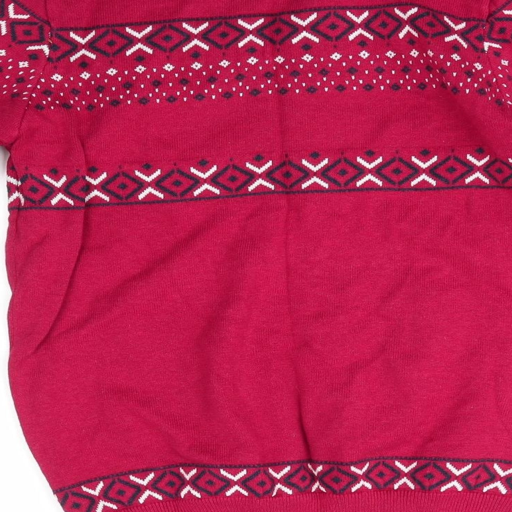 TU Mens Red Round Neck  Cotton Pullover Jumper Size S   - Christmas