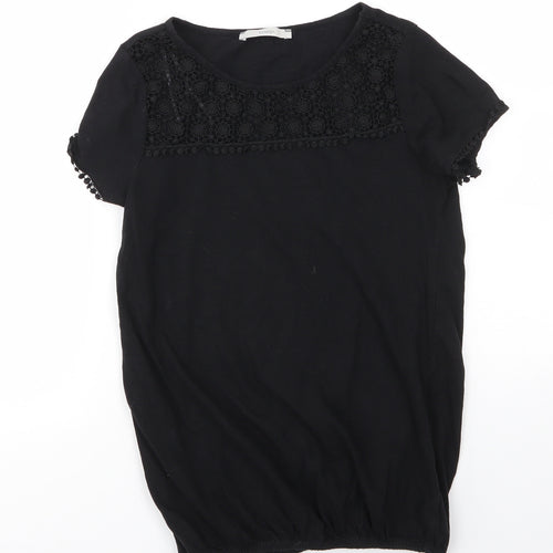 George Womens Black  100% Cotton Basic Blouse Size 8 Round Neck