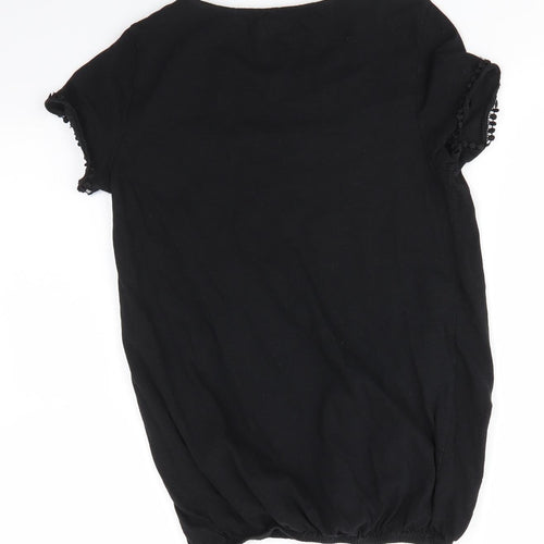 George Womens Black  100% Cotton Basic Blouse Size 8 Round Neck