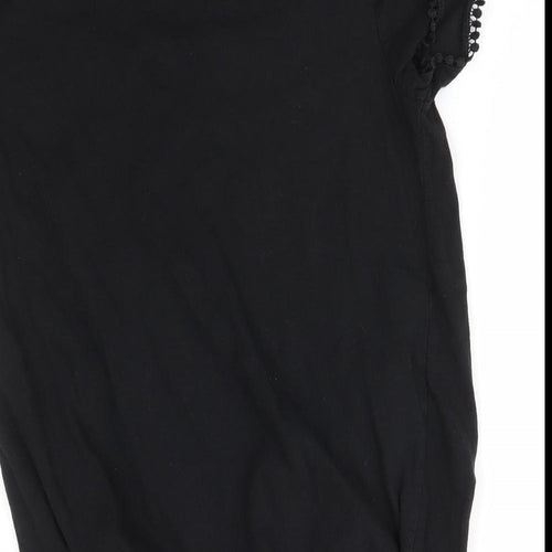 George Womens Black  100% Cotton Basic Blouse Size 8 Round Neck