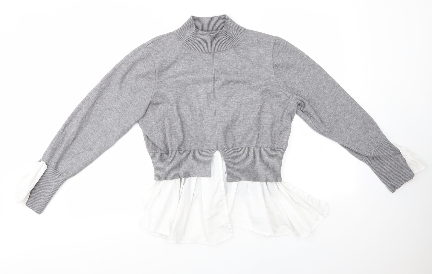 New Look Womens Grey Round Neck  Viscose Pullover Jumper Size L