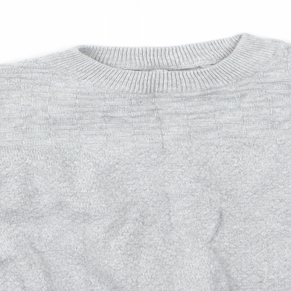 M&S Boys Grey Round Neck  100% Cotton Pullover Jumper Size 3-4 Years