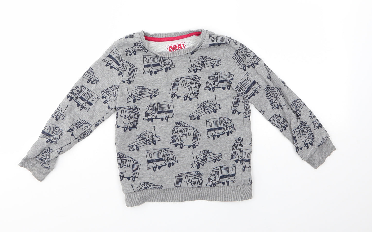 TU Boys Grey Round Neck  Cotton Pullover Jumper Size 3-4 Years