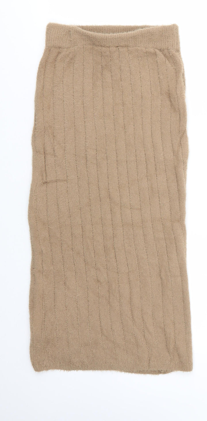 QED London Womens Brown  Acrylic Straight & Pencil Skirt Size M
