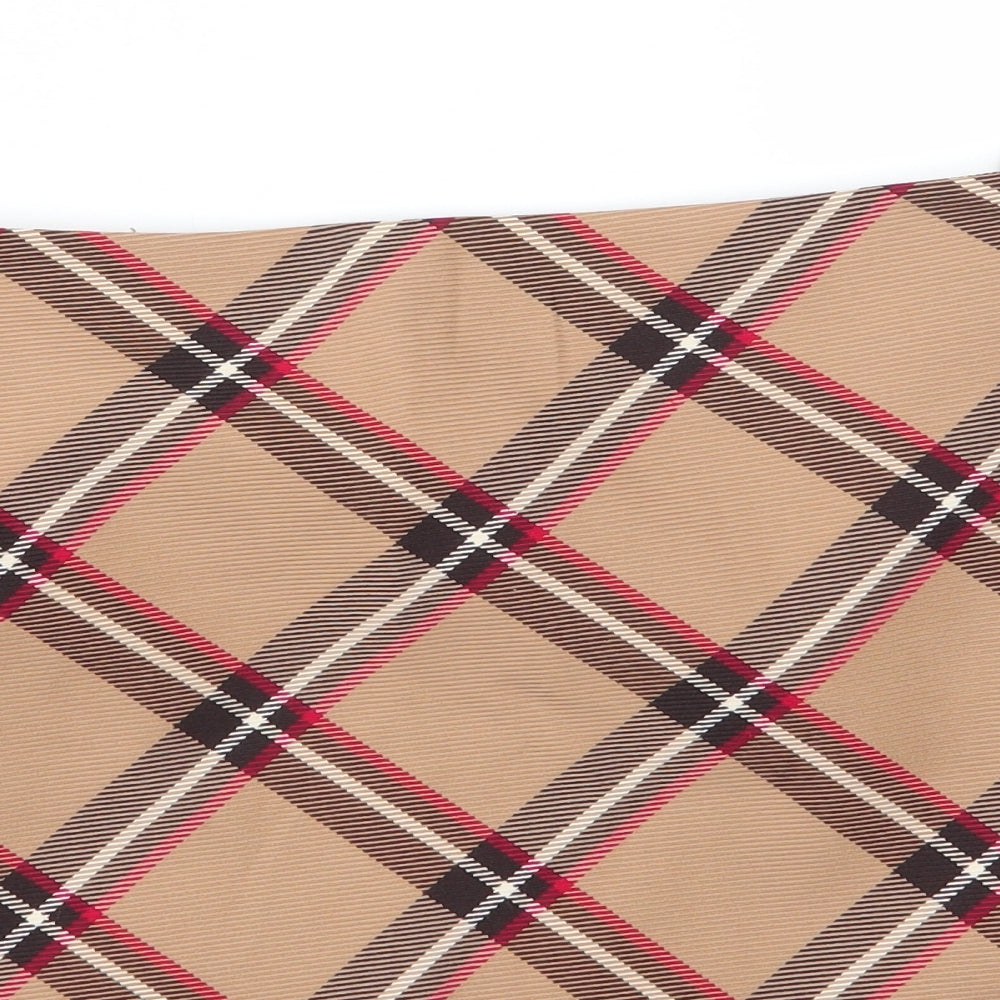 H&M Womens Brown Check Polyester A-Line Skirt Size 16