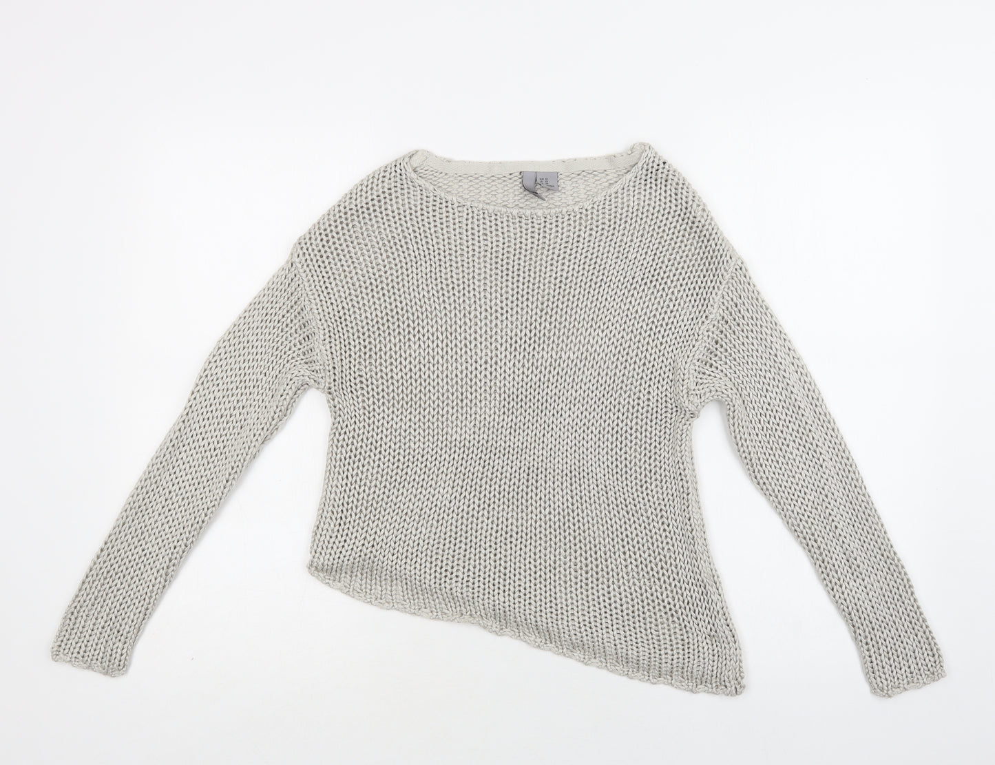 H&M Womens Grey Round Neck   Henley Jumper Size XS