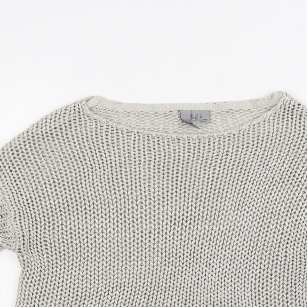H&M Womens Grey Round Neck   Henley Jumper Size XS