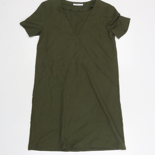 Zara Womens Green  Viscose A-Line  Size S  V-Neck