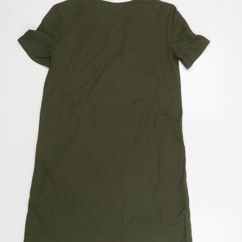 Zara Womens Green  Viscose A-Line  Size S  V-Neck
