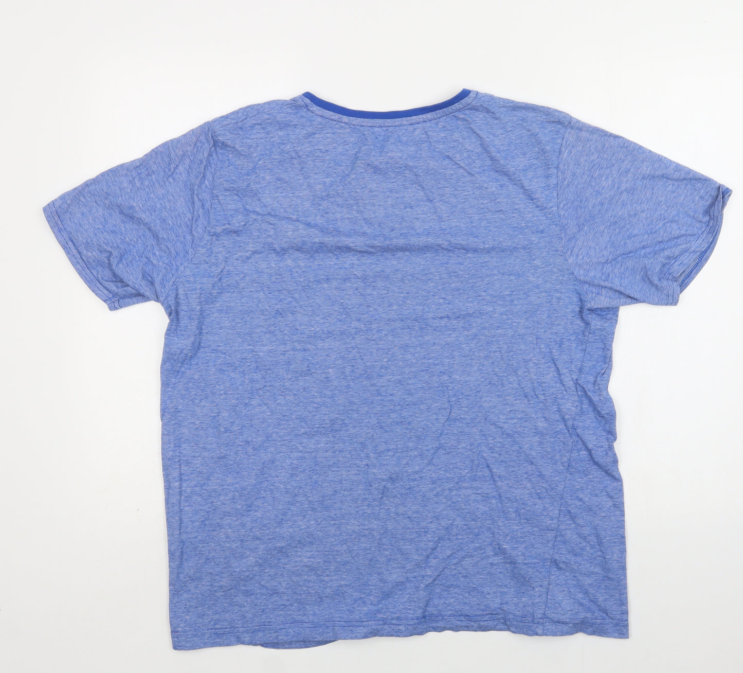 Fabric8 Mens Blue Striped Cotton  T-Shirt Size 2XL Henley