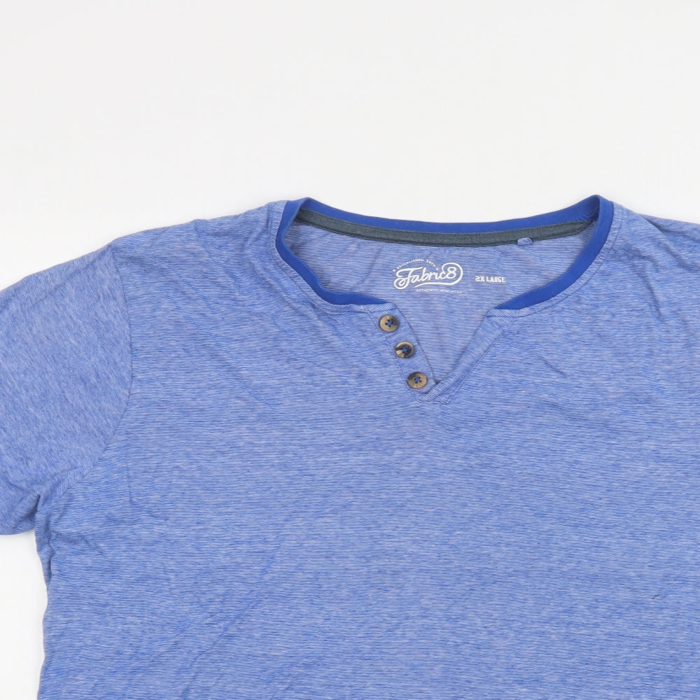 Fabric8 Mens Blue Striped Cotton  T-Shirt Size 2XL Henley