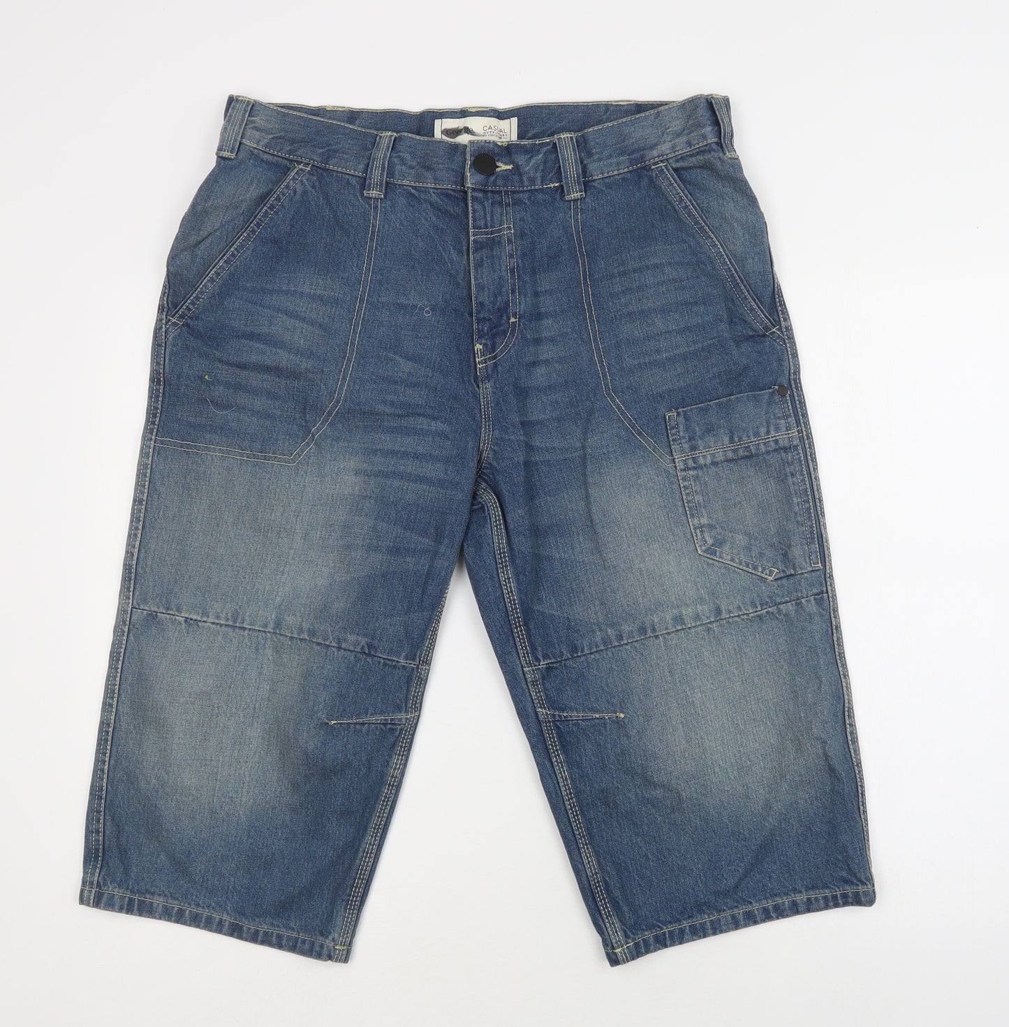 George Mens Blue  Cotton Cargo Shorts Size 36 L16 in Regular Button