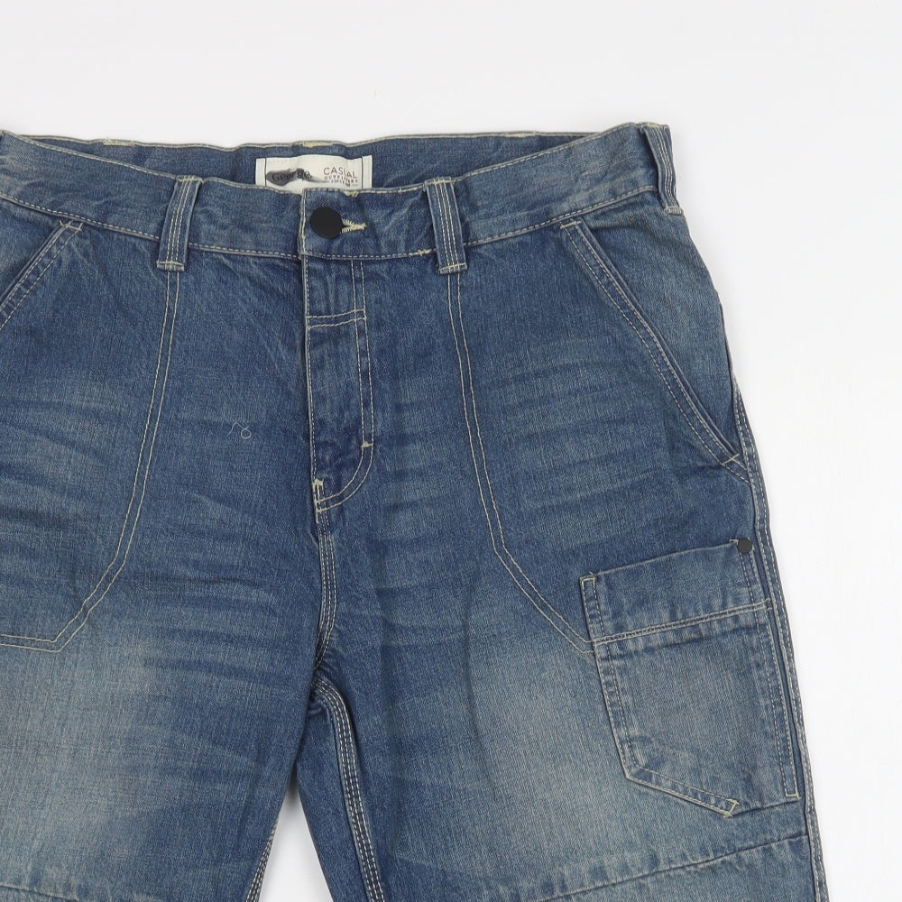 George Mens Blue  Cotton Cargo Shorts Size 36 L16 in Regular Button