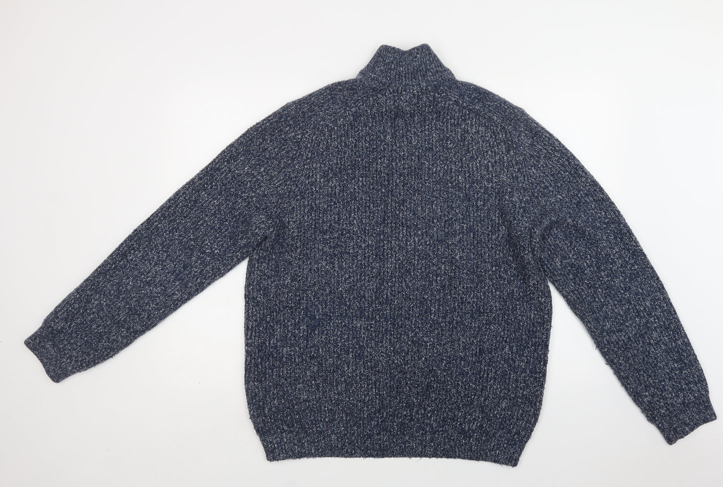 M&S Mens Blue Collared  Acrylic Henley Jumper Size XL