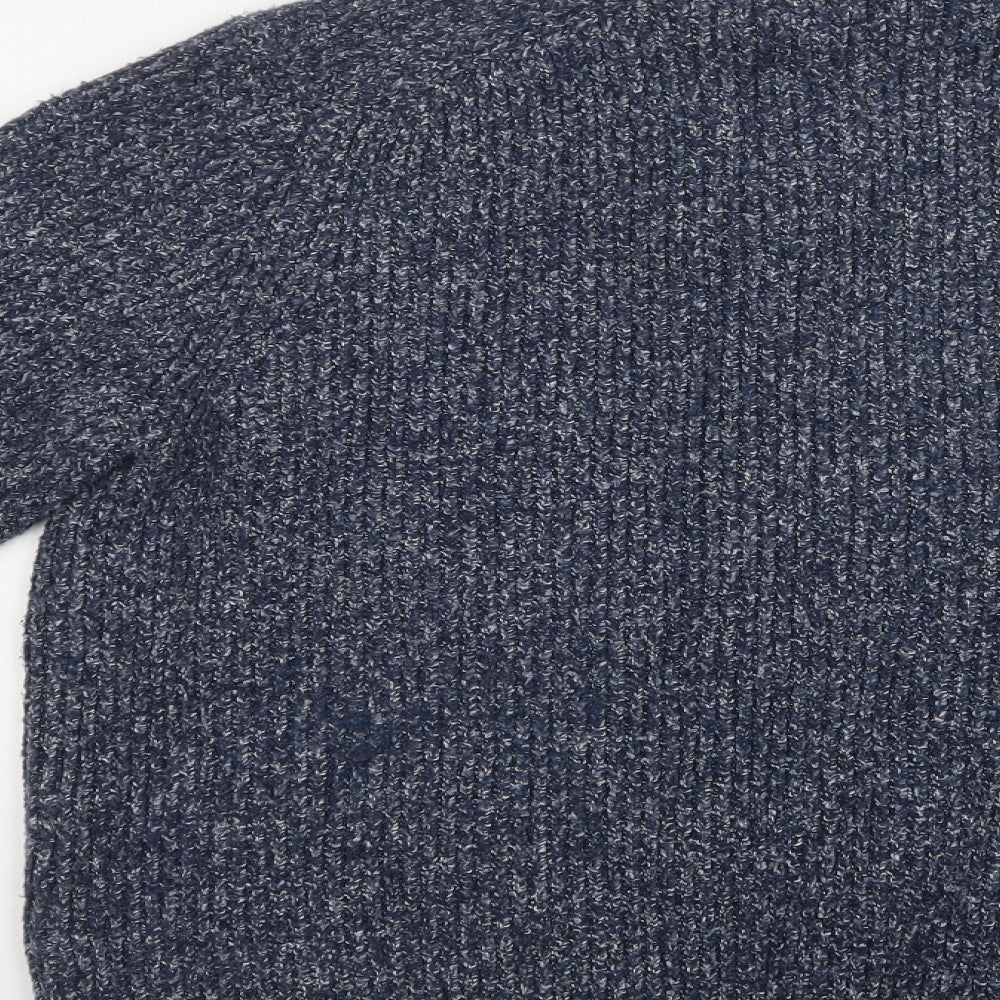 M&S Mens Blue Collared  Acrylic Henley Jumper Size XL