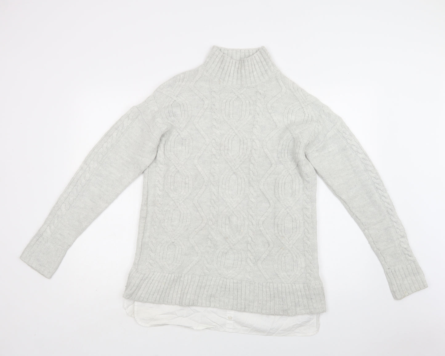 Dorothy Perkins Womens Grey Mock Neck  Acrylic Pullover Jumper Size 12