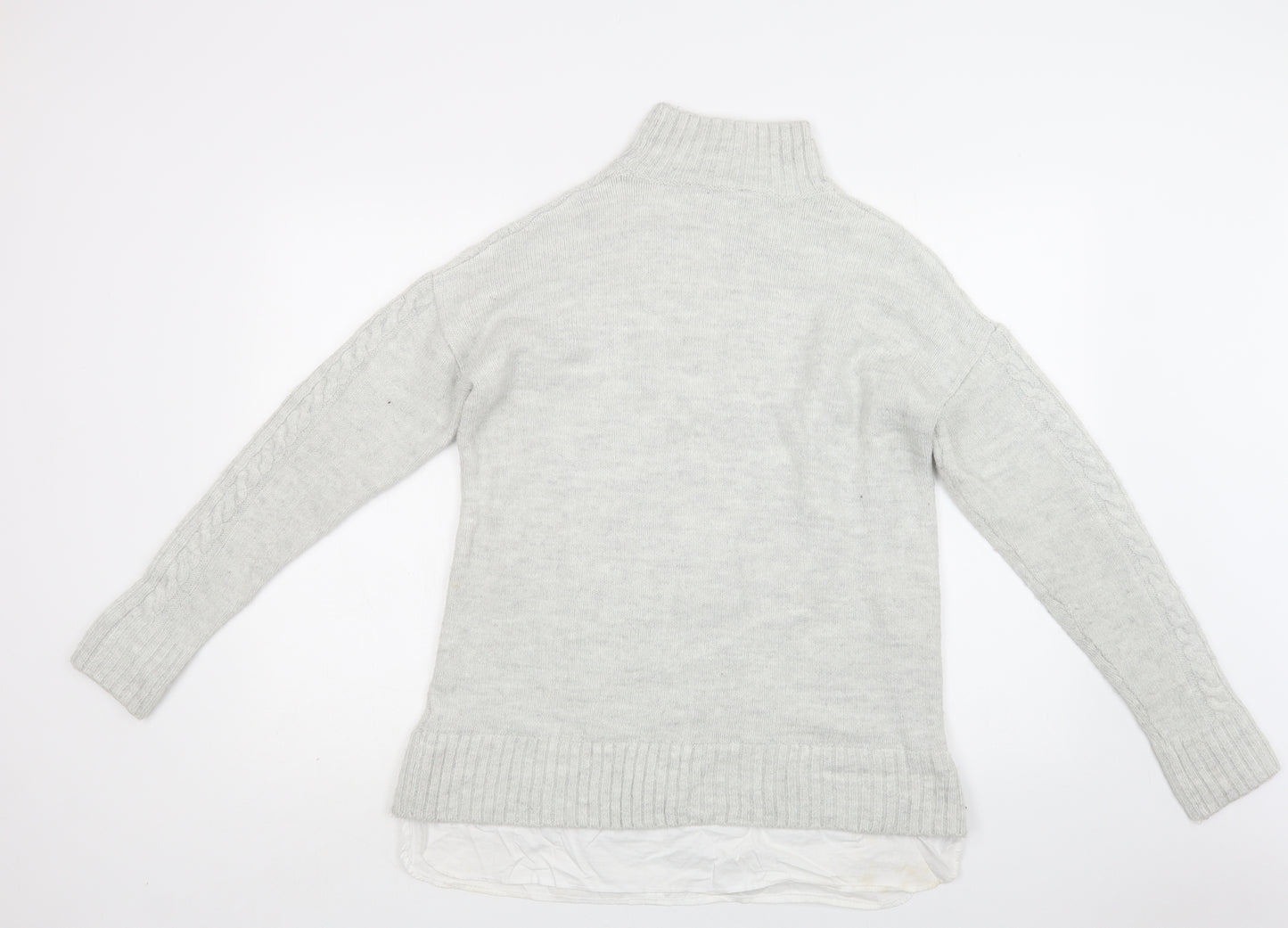 Dorothy Perkins Womens Grey Mock Neck  Acrylic Pullover Jumper Size 12