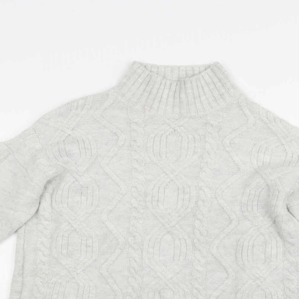 Dorothy Perkins Womens Grey Mock Neck  Acrylic Pullover Jumper Size 12