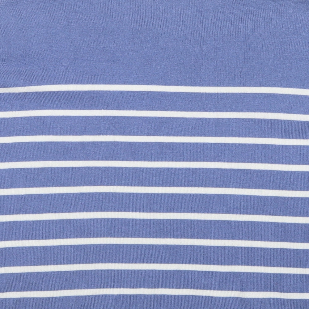 George Womens Blue Crew Neck Striped Cotton Pullover Jumper Size 20