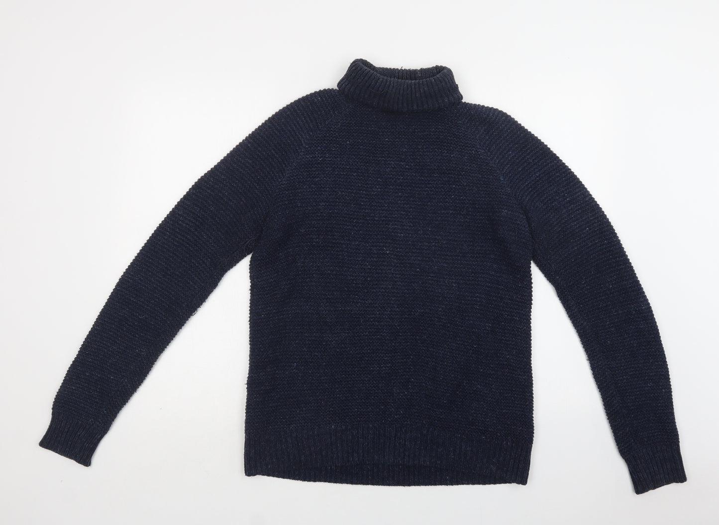 Melka Womens Blue Roll Neck  Cotton Pullover Jumper Size S