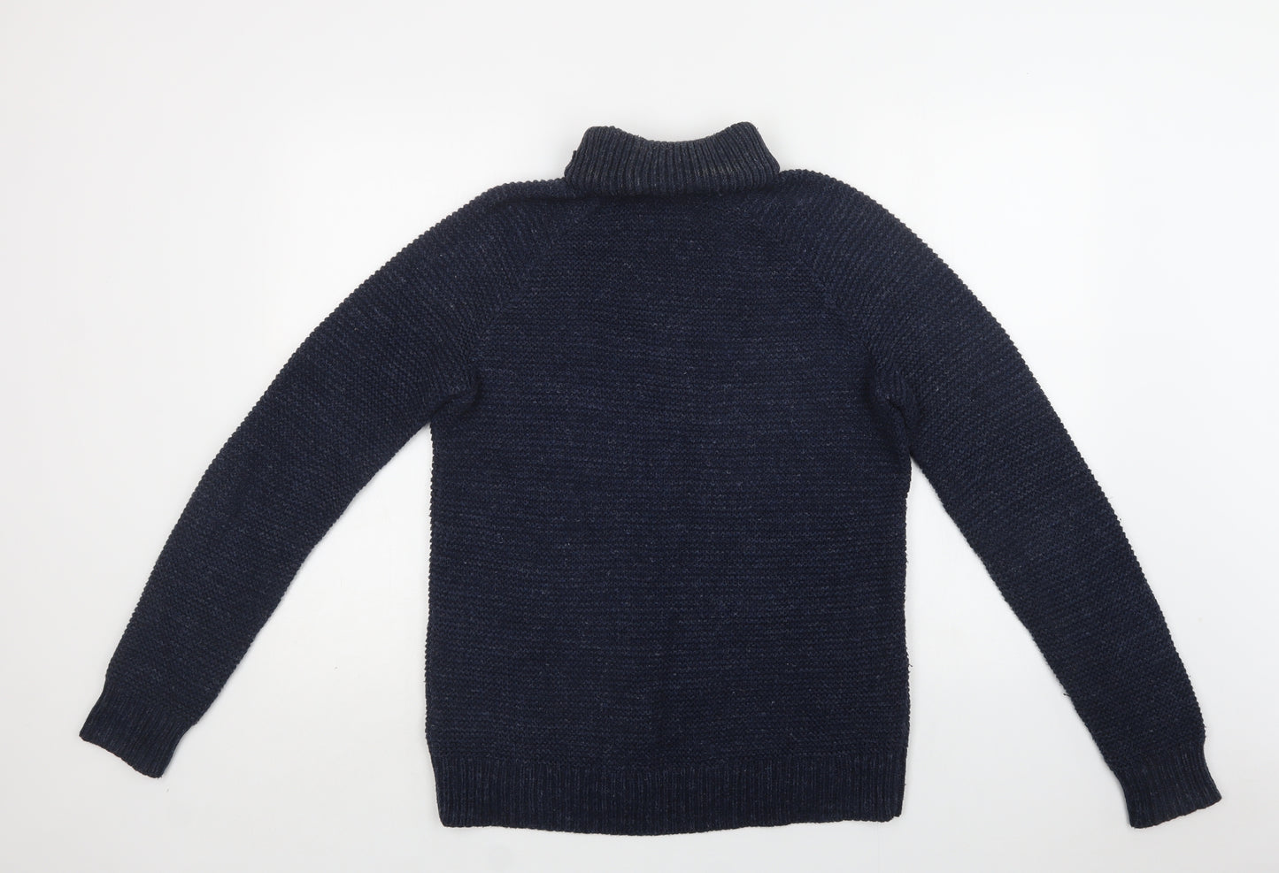 Melka Womens Blue Roll Neck  Cotton Pullover Jumper Size S