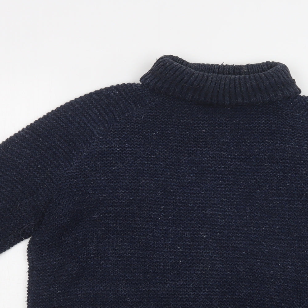 Melka Womens Blue Roll Neck  Cotton Pullover Jumper Size S