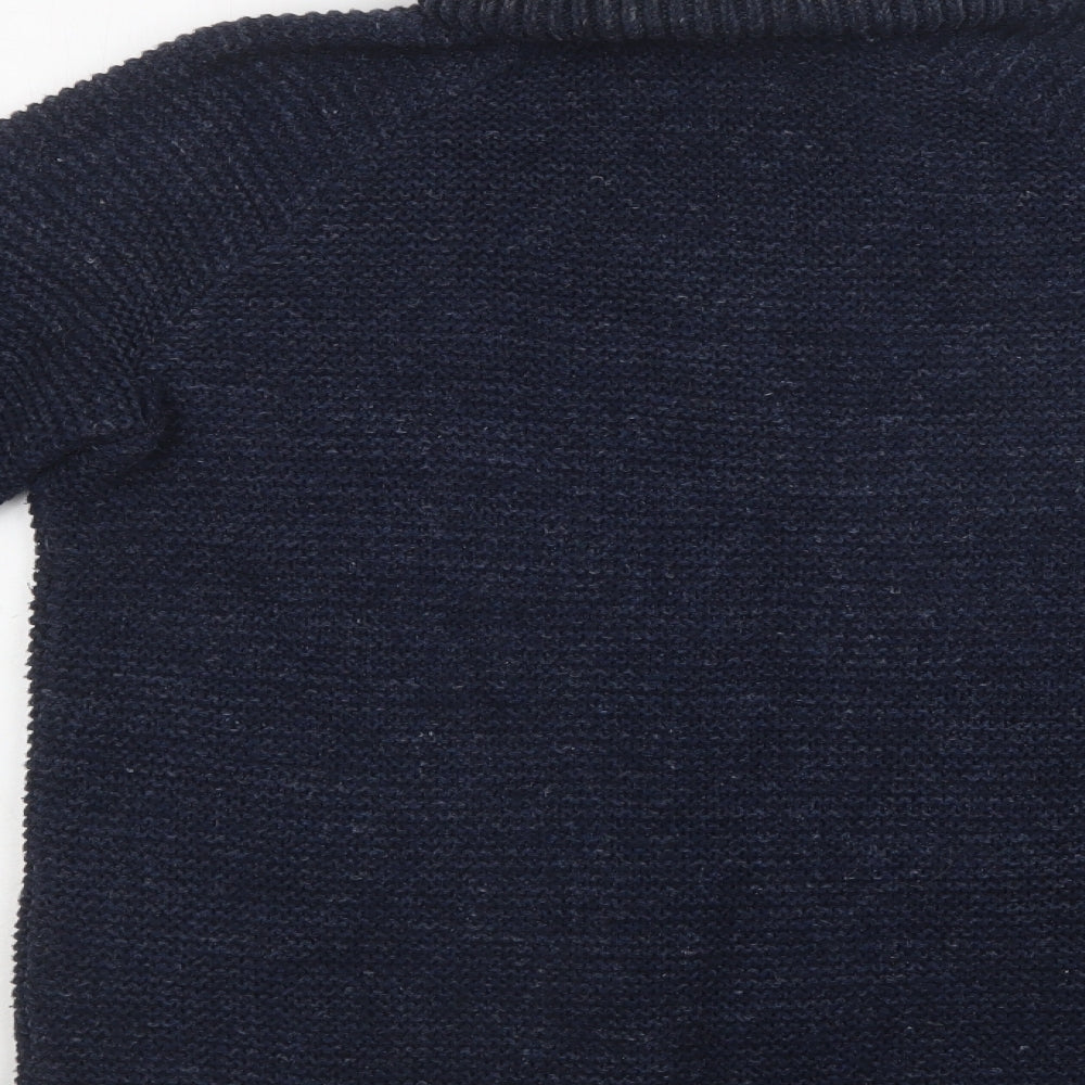 Melka Womens Blue Roll Neck  Cotton Pullover Jumper Size S