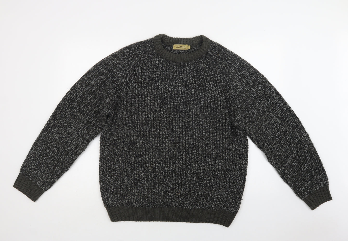 P.G. Field Mens Grey Crew Neck  Acrylic Pullover Jumper Size L