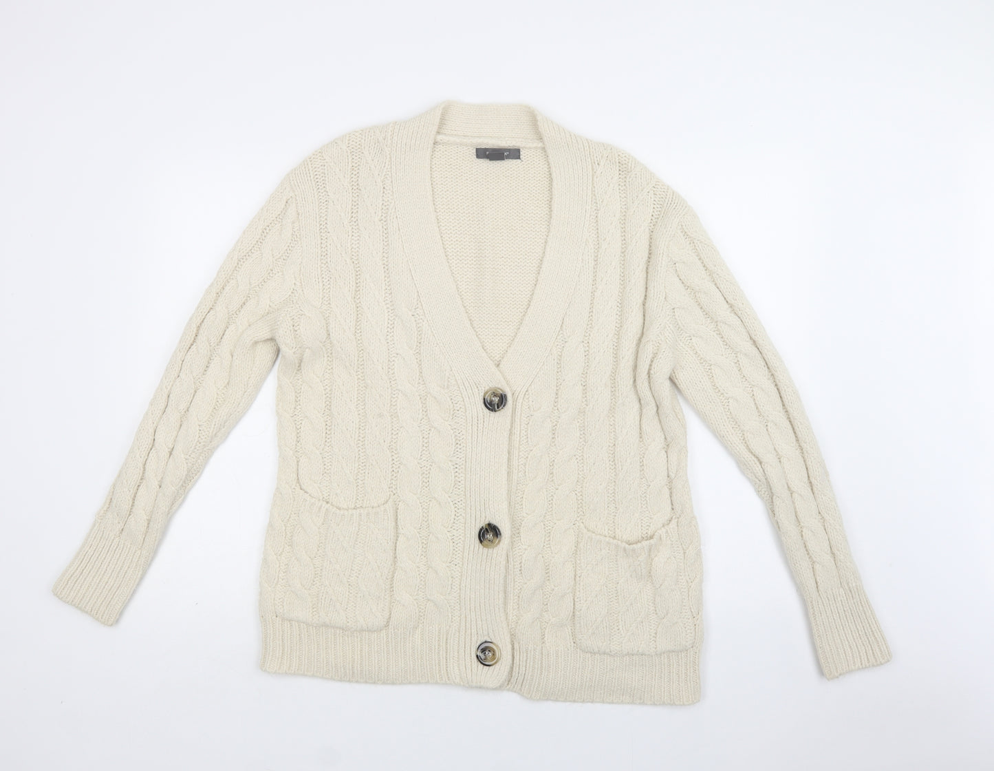 Primark Womens Beige V-Neck  Acrylic Cardigan Jumper Size L