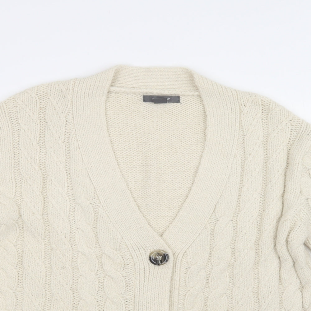 Primark Womens Beige V-Neck  Acrylic Cardigan Jumper Size L