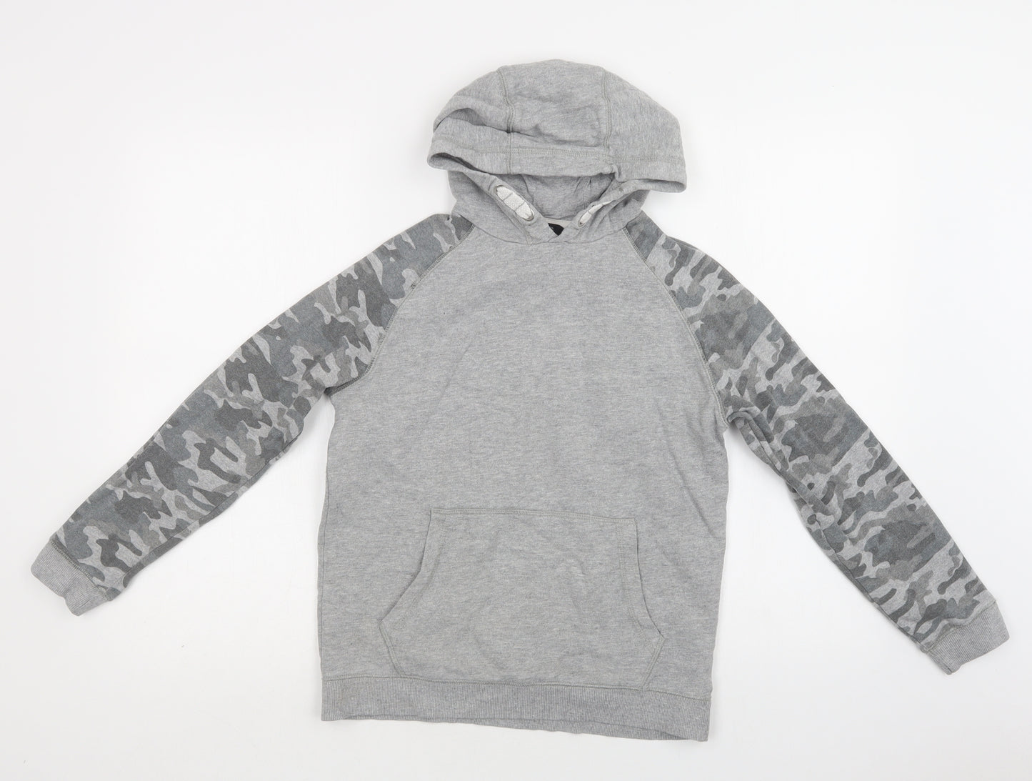 George Boys Grey Camouflage Cotton Pullover Hoodie Size 12 Years