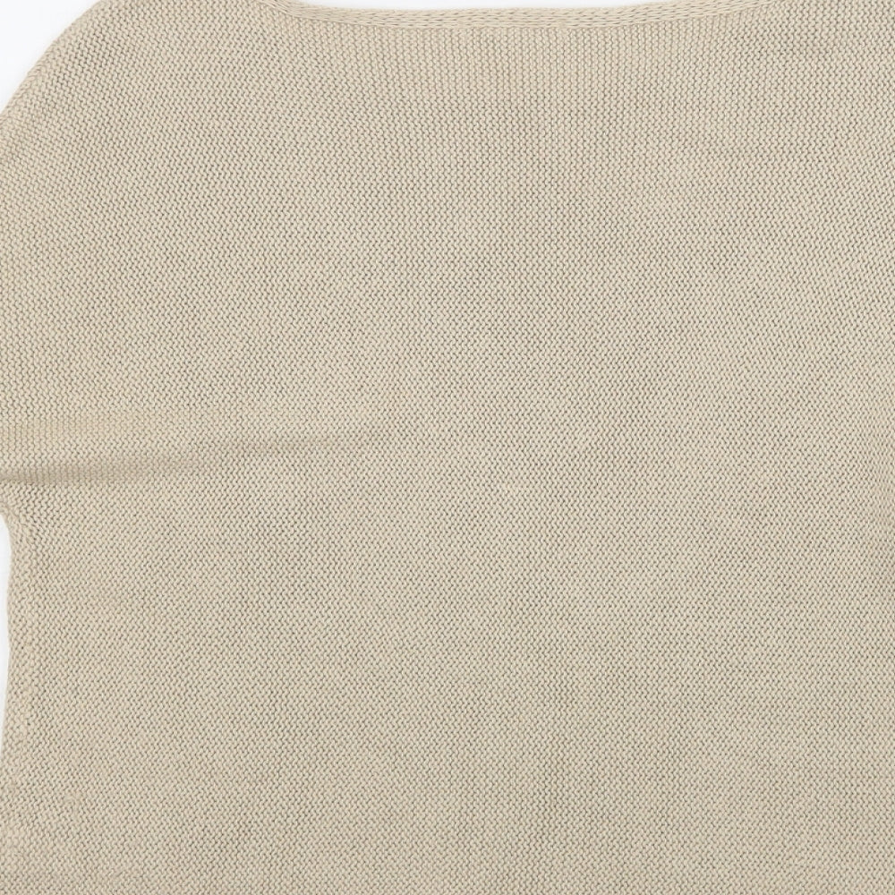 H&M Womens Beige Boat Neck  Cotton Pullover Jumper Size M