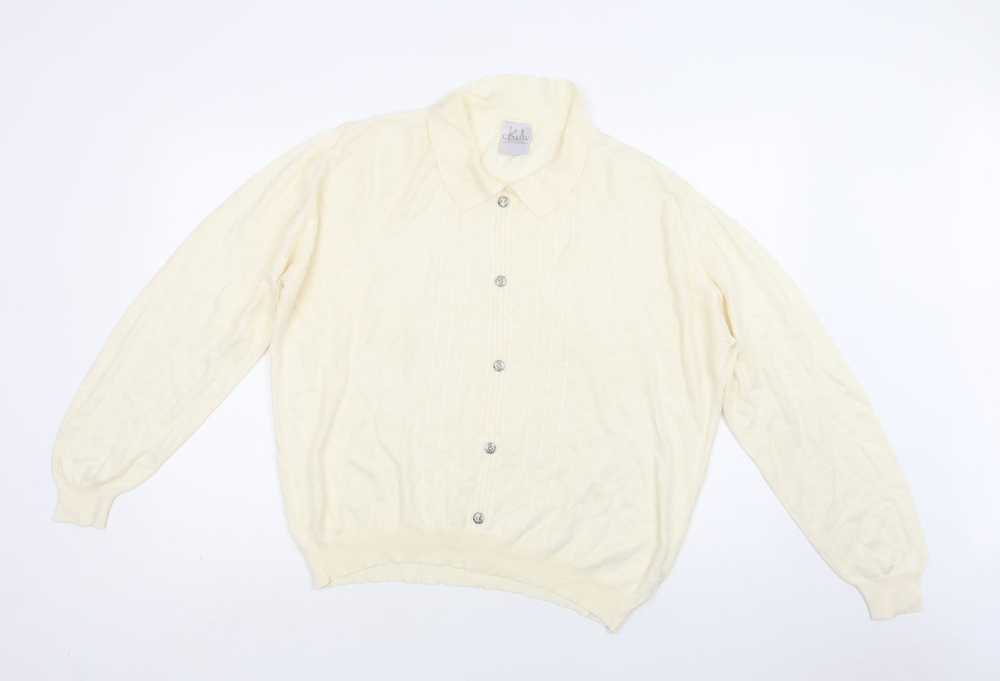 Classic Woman Womens Ivory Collared  Acrylic Pullover Jumper Size 20
