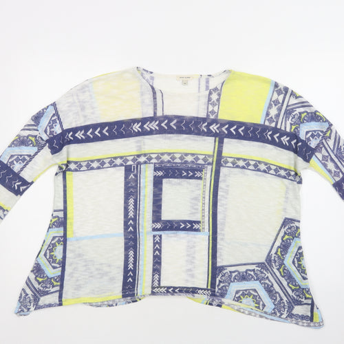 River Island Womens Blue Round Neck Geometric Polyester Pullover Jumper Size 10