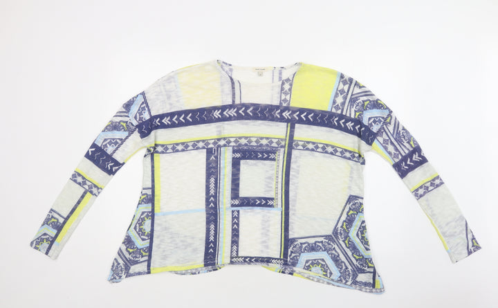 River Island Womens Blue Round Neck Geometric Polyester Pullover Jumper Size 10
