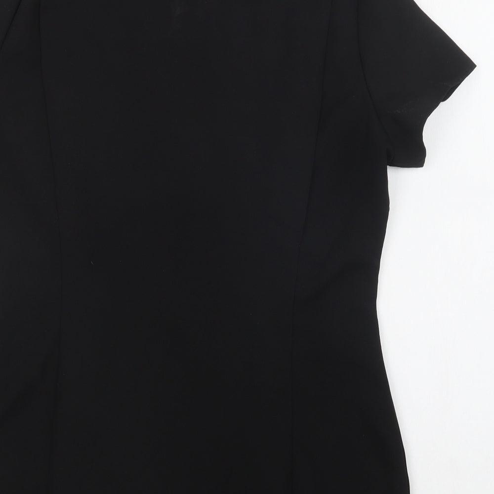 Simon Jersey Womens Black  Polyester Tunic Blouse Size 16 V-Neck