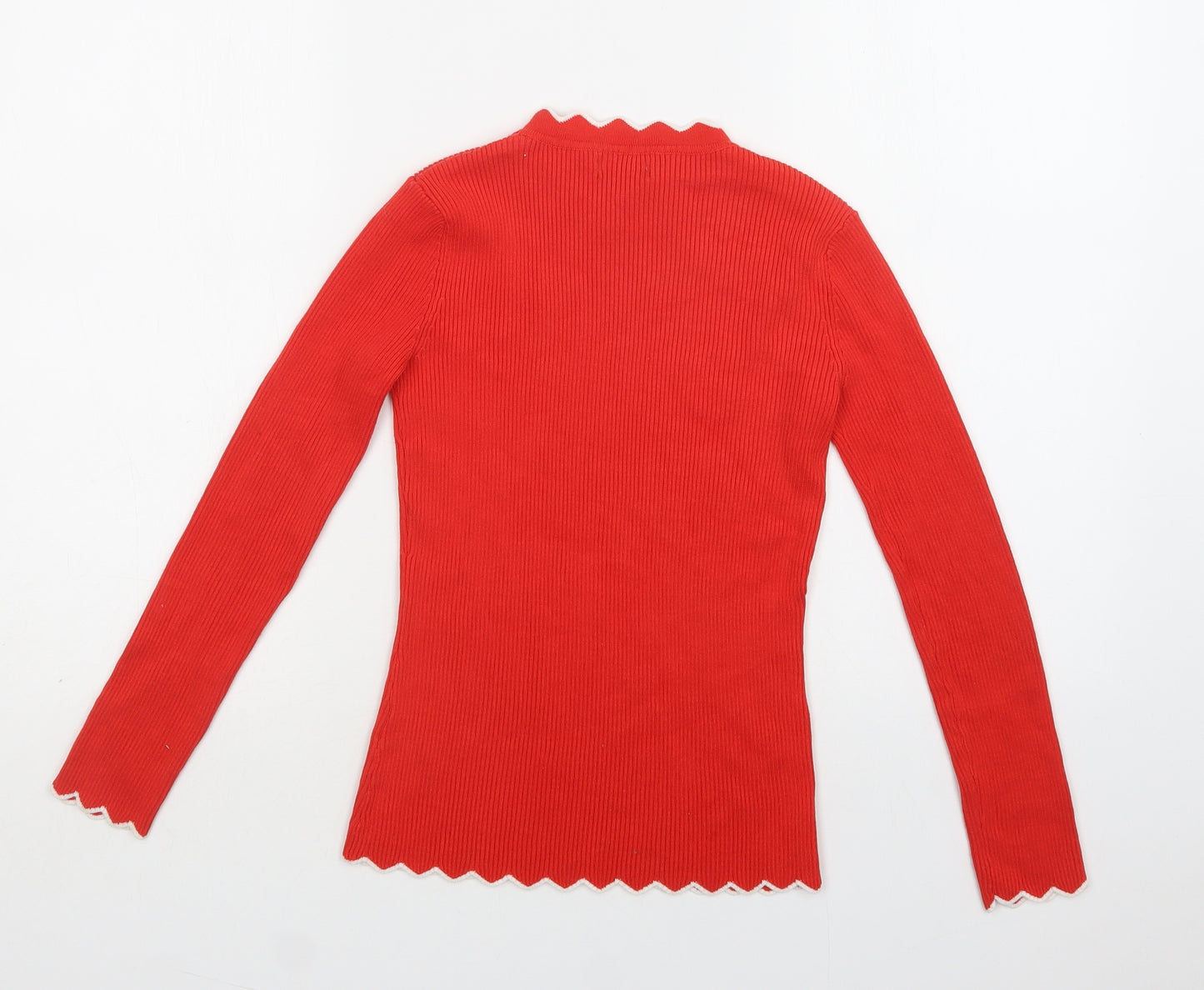 Matalan Womens Red Mock Neck  Viscose Pullover Jumper Size 10