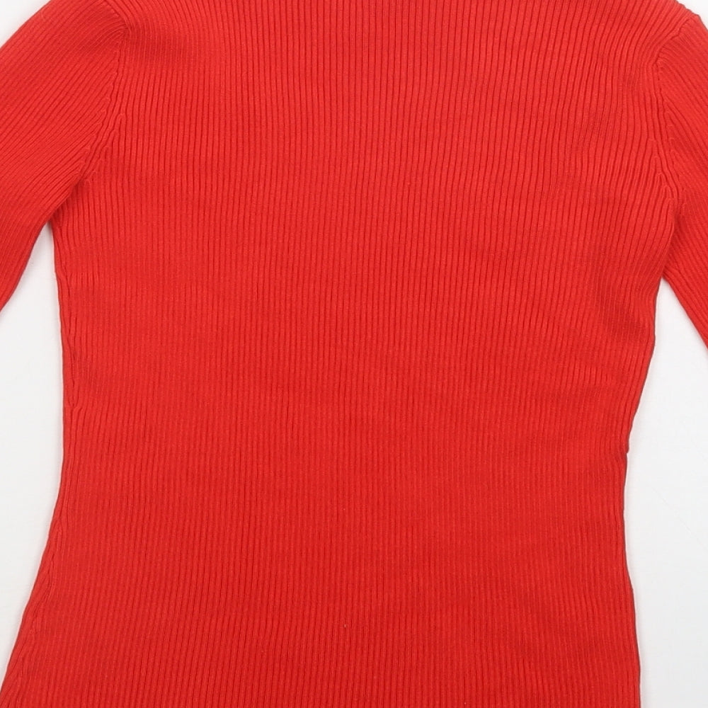Matalan Womens Red Mock Neck  Viscose Pullover Jumper Size 10