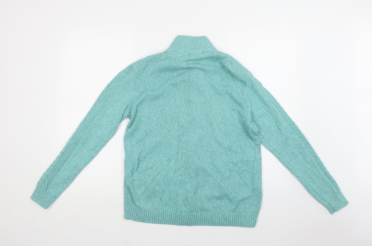 Isle Womens Green Collared  Cotton Full Zip Jumper Size L