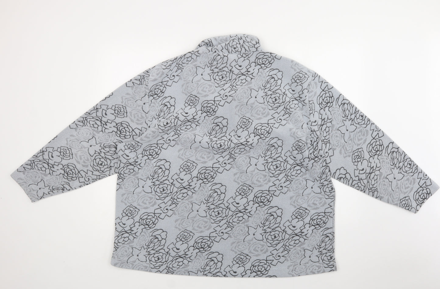 Damart Womens Grey Floral Polyester Pullover Sweatshirt Size 24