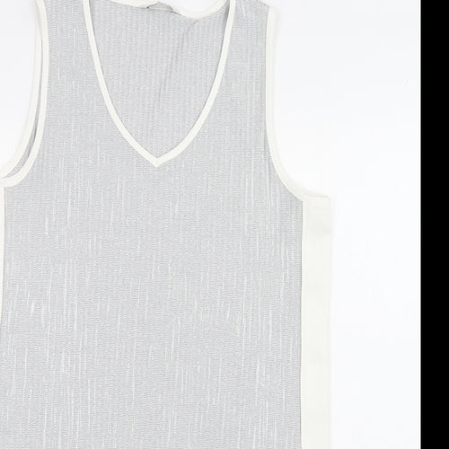 NEXT Womens Grey  Polyester Tunic Blouse Size 14 V-Neck