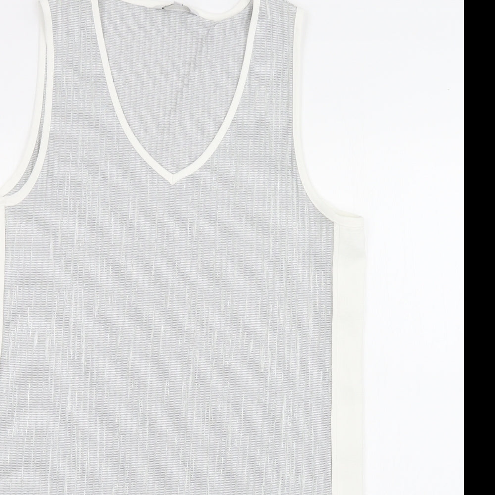 NEXT Womens Grey  Polyester Tunic Blouse Size 14 V-Neck