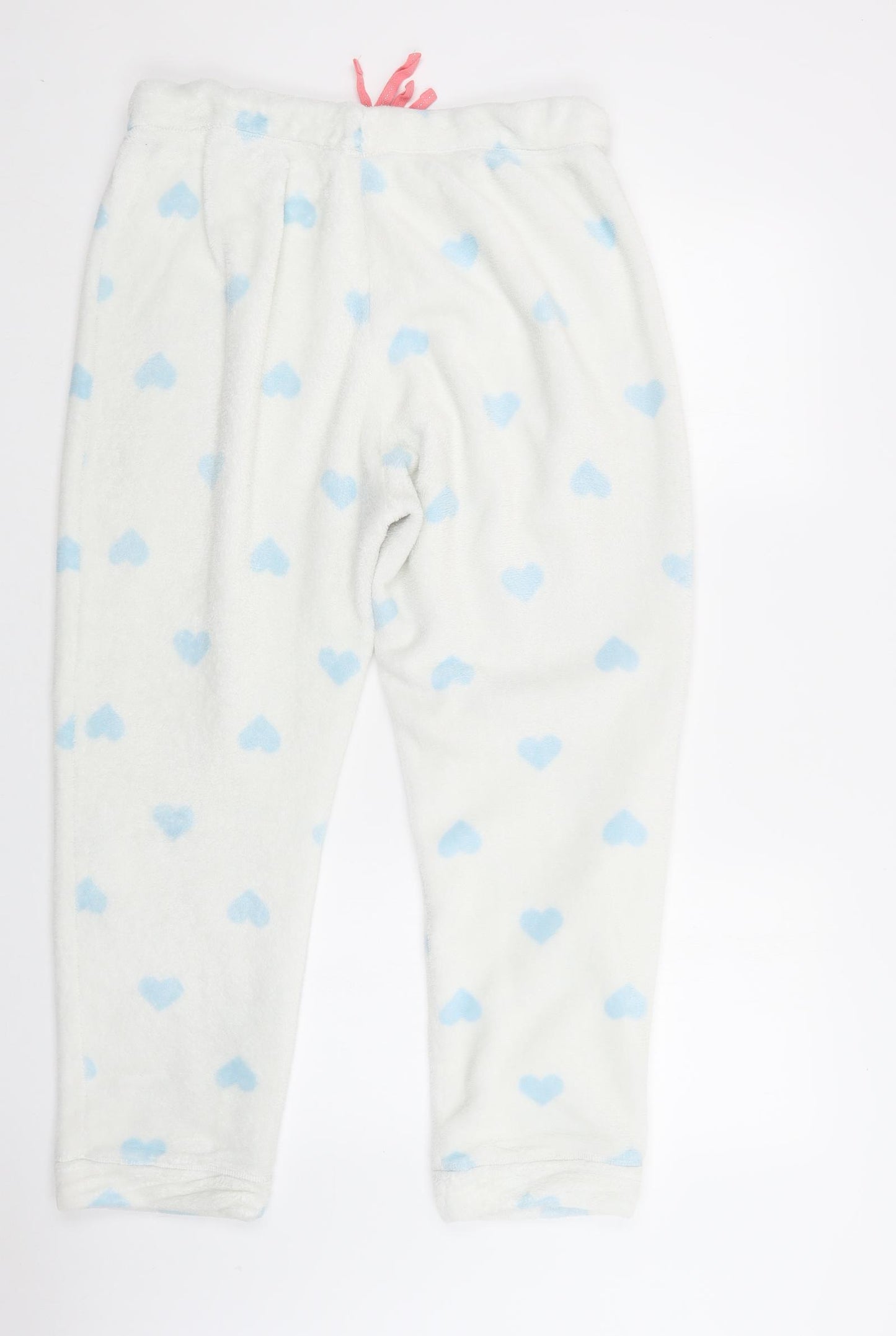 TU Womens White Geometric Polyester  Pyjama Pants Size 16  Drawstring - Heart Print