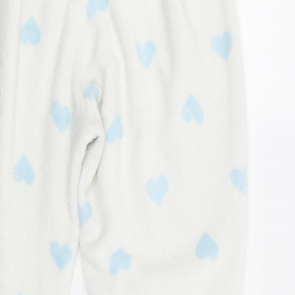 TU Womens White Geometric Polyester  Pyjama Pants Size 16  Drawstring - Heart Print