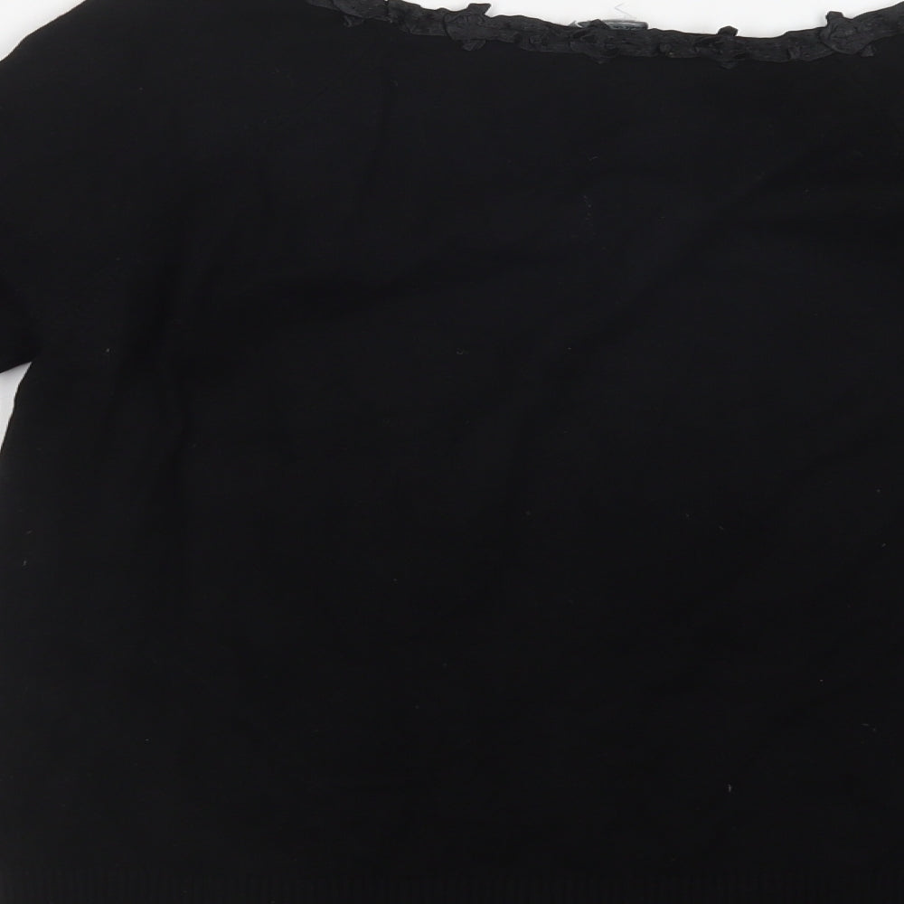 Per Una Womens Black Square Neck   Pullover Jumper Size 10