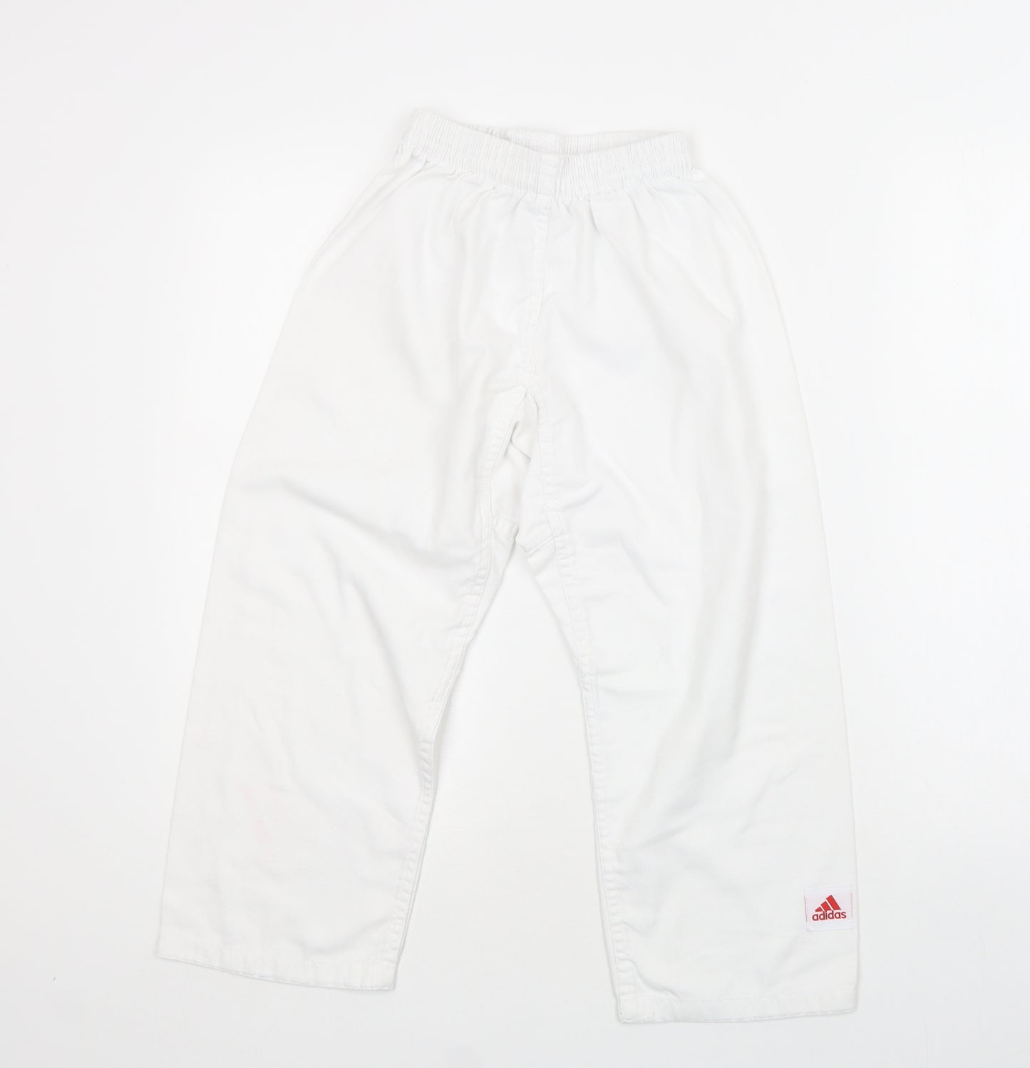 adidas Boys White  Polyester Jogger Trousers Size 9 Years  Regular Drawstring